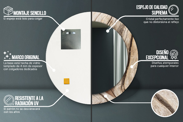 Kulaté dekorační zrcadlo Prasklé dřevo