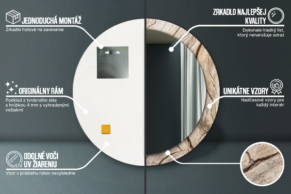 Kulaté dekorační zrcadlo Prasklé dřevo