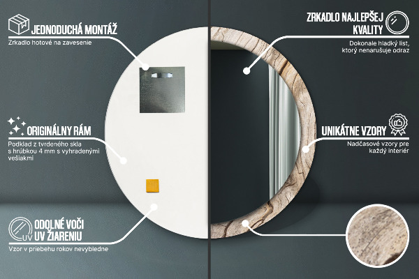 Kulaté dekorační zrcadlo Prasklé dřevo