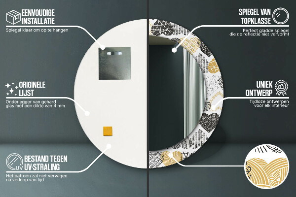 Kulaté zrcadlo s potiskem Srdce Doodle