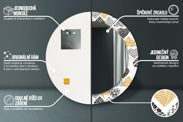 Kulaté zrcadlo s potiskem Srdce Doodle