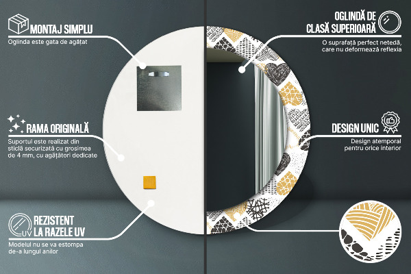 Kulaté zrcadlo s potiskem Srdce Doodle