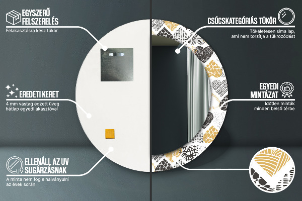 Kulaté zrcadlo s potiskem Srdce Doodle