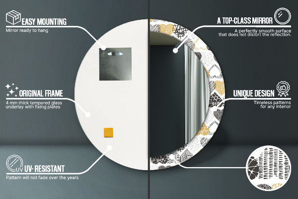 Kulaté zrcadlo s potiskem Srdce Doodle