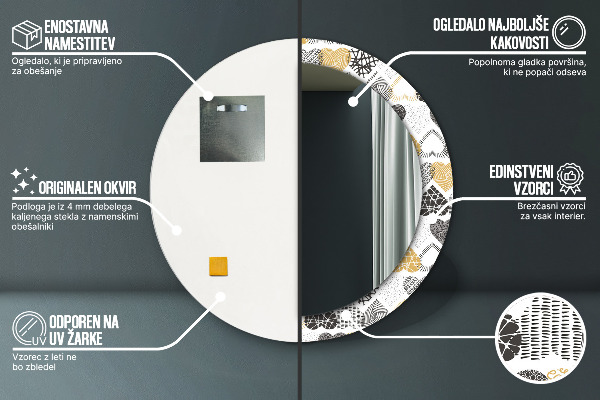 Kulaté zrcadlo s potiskem Srdce Doodle