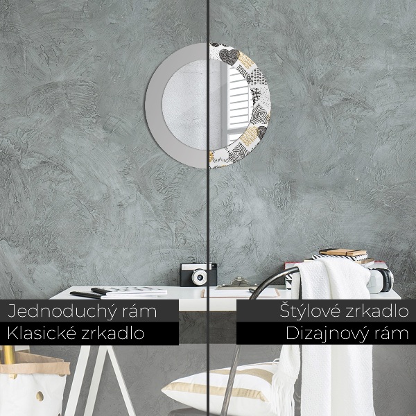 Kulaté zrcadlo s potiskem Srdce Doodle