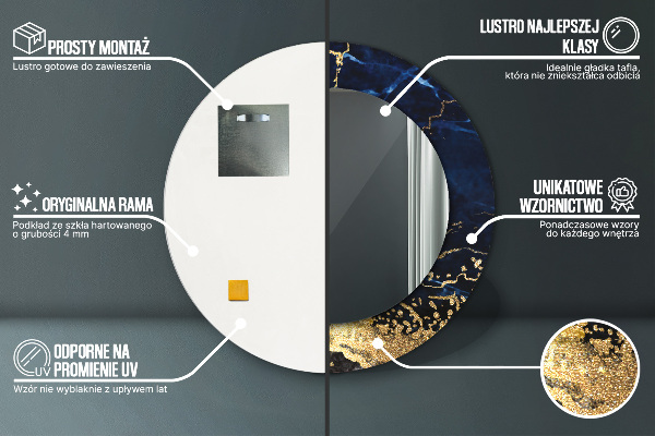 Kulaté zrcadlo s potiskem Modrý mramor