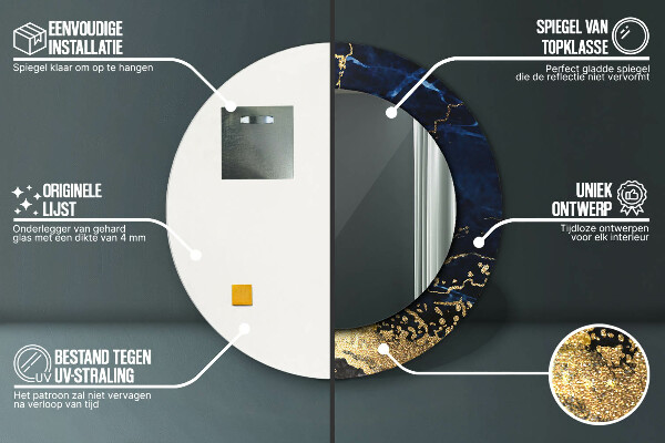 Kulaté zrcadlo s potiskem Modrý mramor