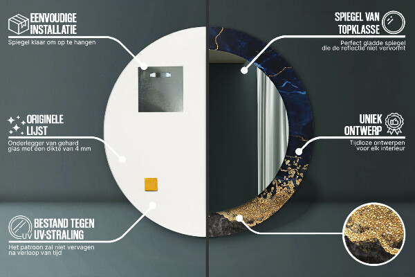 Kulaté zrcadlo s potiskem Modrý mramor