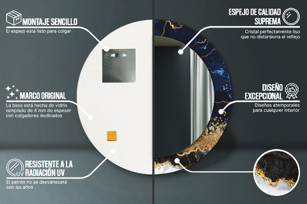 Kulaté zrcadlo s potiskem Modrý mramor