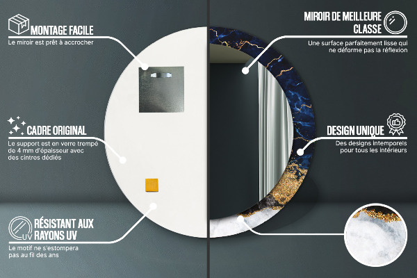 Kulaté zrcadlo s potiskem Modrý mramor