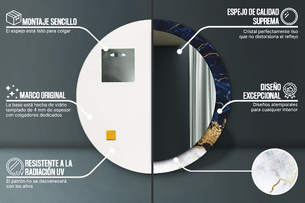 Kulaté zrcadlo s potiskem Modrý mramor