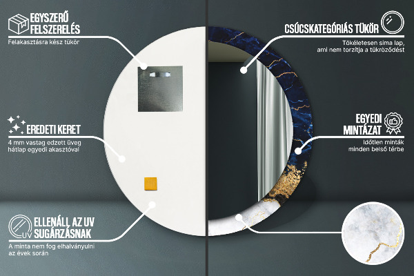 Kulaté zrcadlo s potiskem Modrý mramor