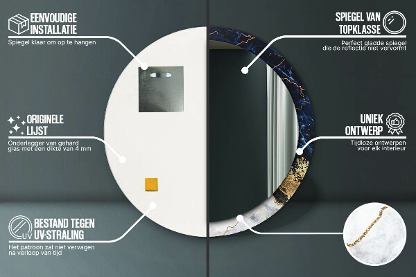 Kulaté zrcadlo s potiskem Modrý mramor