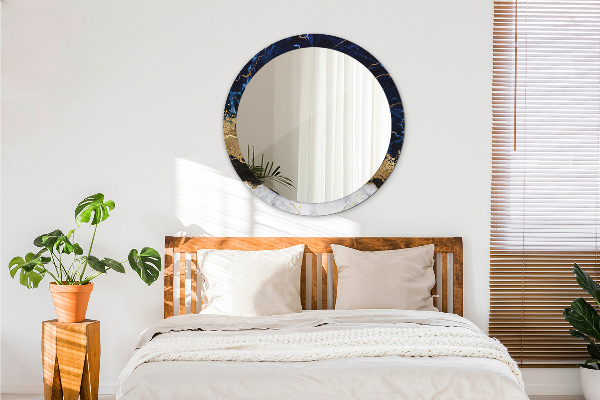 Kulaté zrcadlo s potiskem Modrý mramor