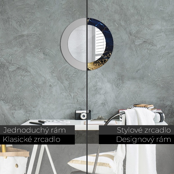 Kulaté zrcadlo s potiskem Modrý mramor