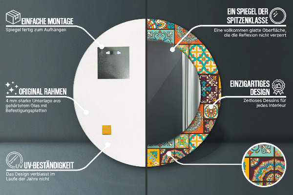 Kulaté dekorační zrcadlo na zeď Arabský vzor