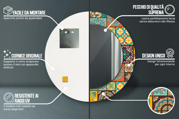 Kulaté dekorační zrcadlo na zeď Arabský vzor