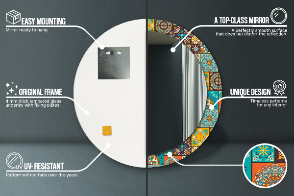 Kulaté dekorační zrcadlo na zeď Arabský vzor