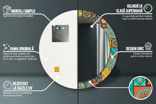 Kulaté dekorační zrcadlo na zeď Arabský vzor