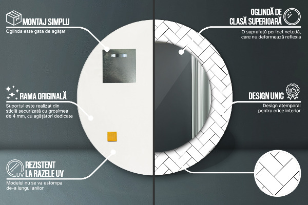 Kulaté dekorační zrcadlo na zeď Rybí kost