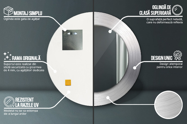 Kulaté dekorační zrcadlo na zeď Lesklá ocel