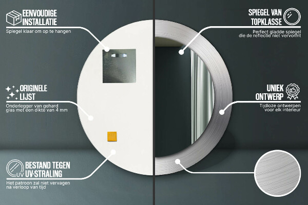 Kulaté dekorační zrcadlo na zeď Lesklá ocel