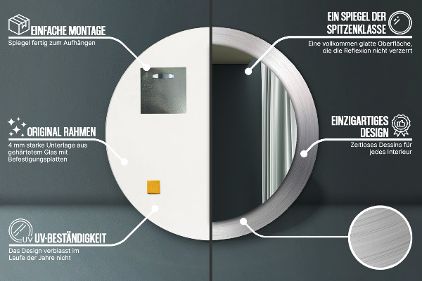 Kulaté dekorační zrcadlo na zeď Lesklá ocel