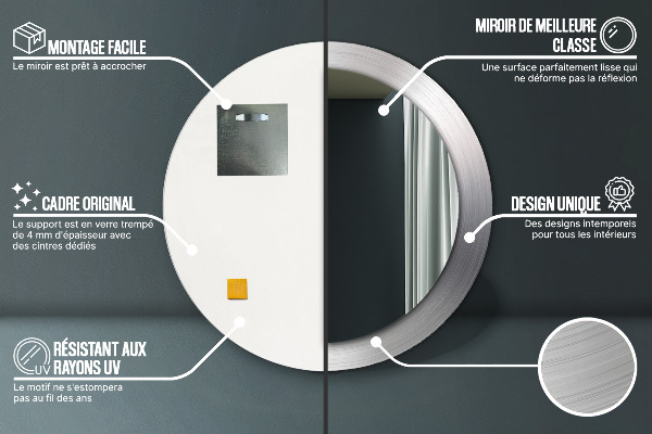 Kulaté dekorační zrcadlo na zeď Lesklá ocel