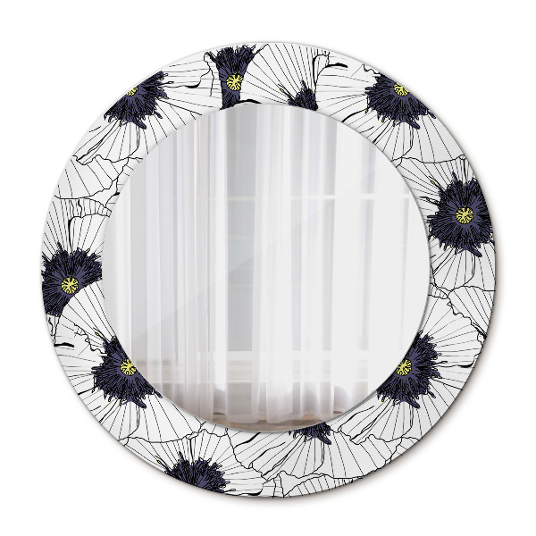 Kulaté dekorační zrcadlo na zeď Složení lineárních květů