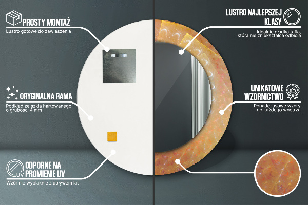 Kulaté zrcadlo s potiskem Spirálová abstrakce