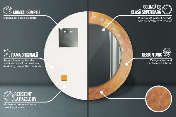 Kulaté zrcadlo s potiskem Spirálová abstrakce