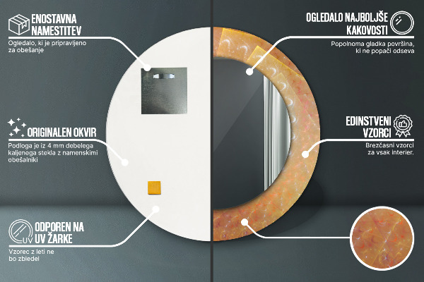 Kulaté zrcadlo s potiskem Spirálová abstrakce