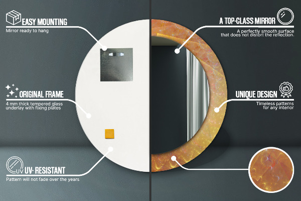 Kulaté zrcadlo s potiskem Spirálová abstrakce