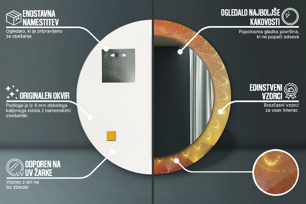 Kulaté zrcadlo s potiskem Spirálová abstrakce