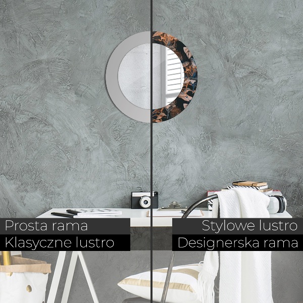 Kulaté zrcadlo s potiskem Tmavé tropické listy