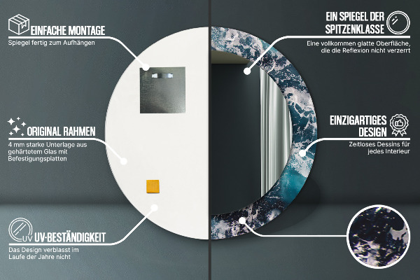 Kulaté zrcadlo s potiskem Turbulentní moře