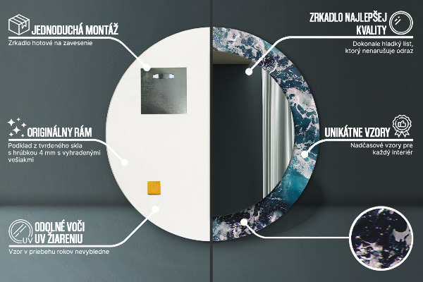 Kulaté zrcadlo s potiskem Turbulentní moře