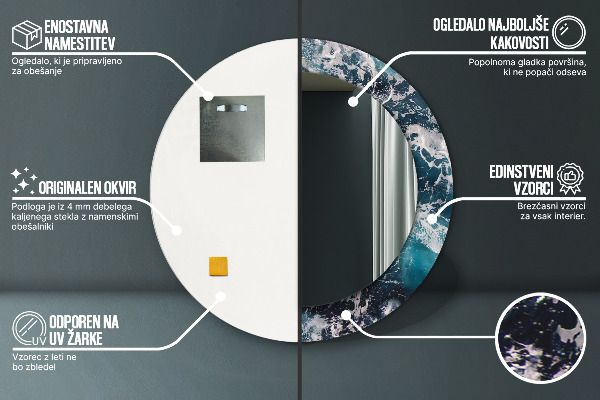 Kulaté zrcadlo s potiskem Turbulentní moře