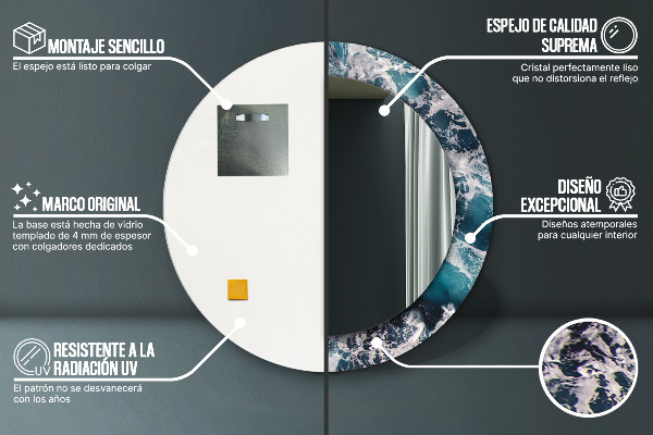 Kulaté zrcadlo s potiskem Turbulentní moře