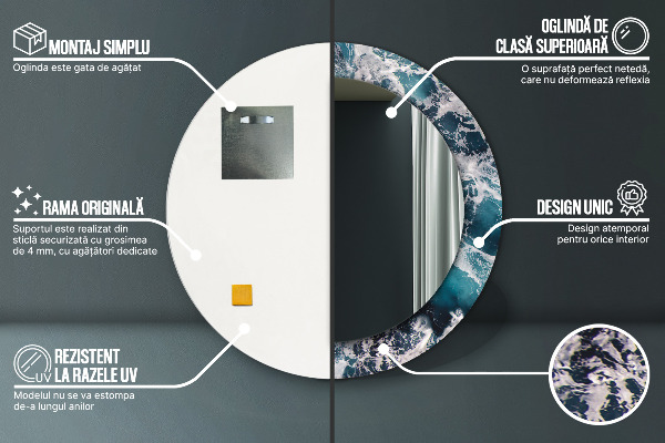 Kulaté zrcadlo s potiskem Turbulentní moře