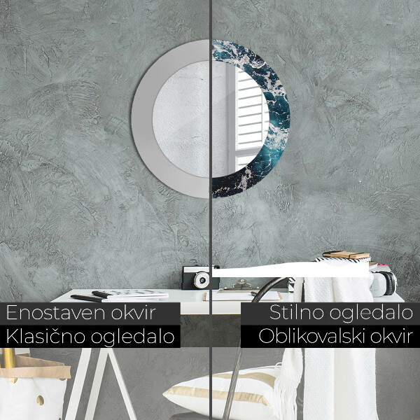 Kulaté zrcadlo s potiskem Turbulentní moře