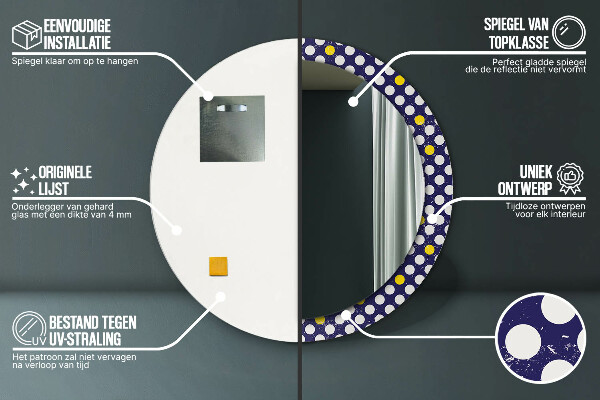 Kulaté zrcadlo s potiskem Retro tečky
