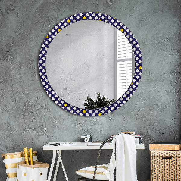 Kulaté zrcadlo s potiskem Retro tečky