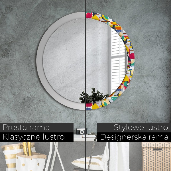 Kulaté zrcadlo s potiskem Geometrické tropické ptáky