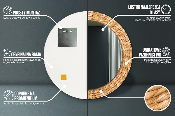 Kulaté zrcadlo s potiskem Reed Textura