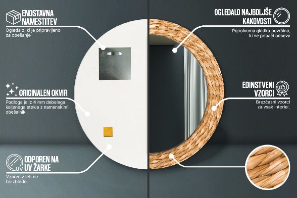 Kulaté zrcadlo s potiskem Reed Textura