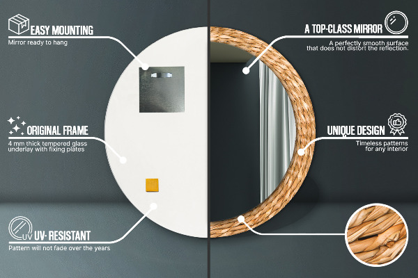 Kulaté zrcadlo s potiskem Reed Textura