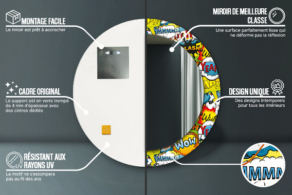 Kulaté zrcadlo s potiskem Vzor komiksu