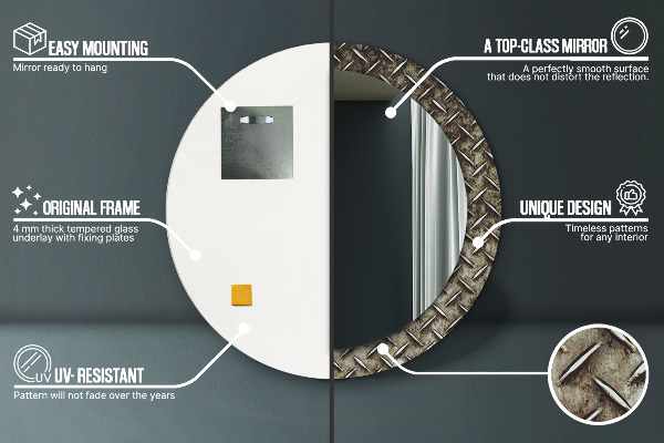 Kulaté zrcadlo s potiskem Textura oceli